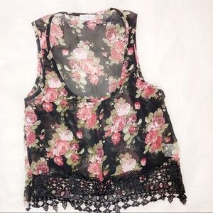 TOBI NWT extra small floral sheer lacy boho top